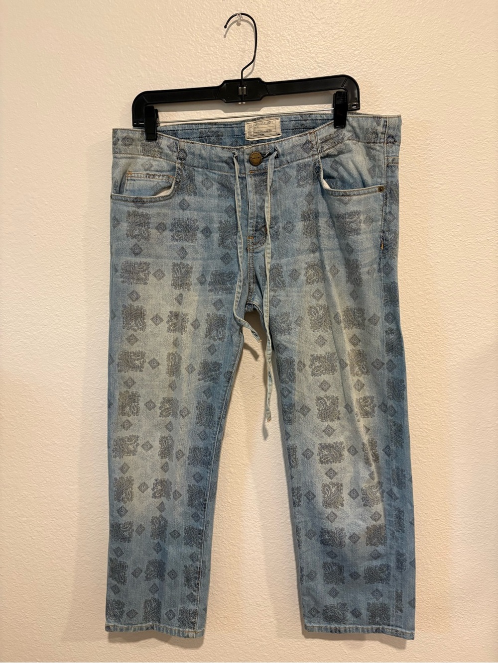 Current/Elliott Light Blue Patterned Relaxed Jeans